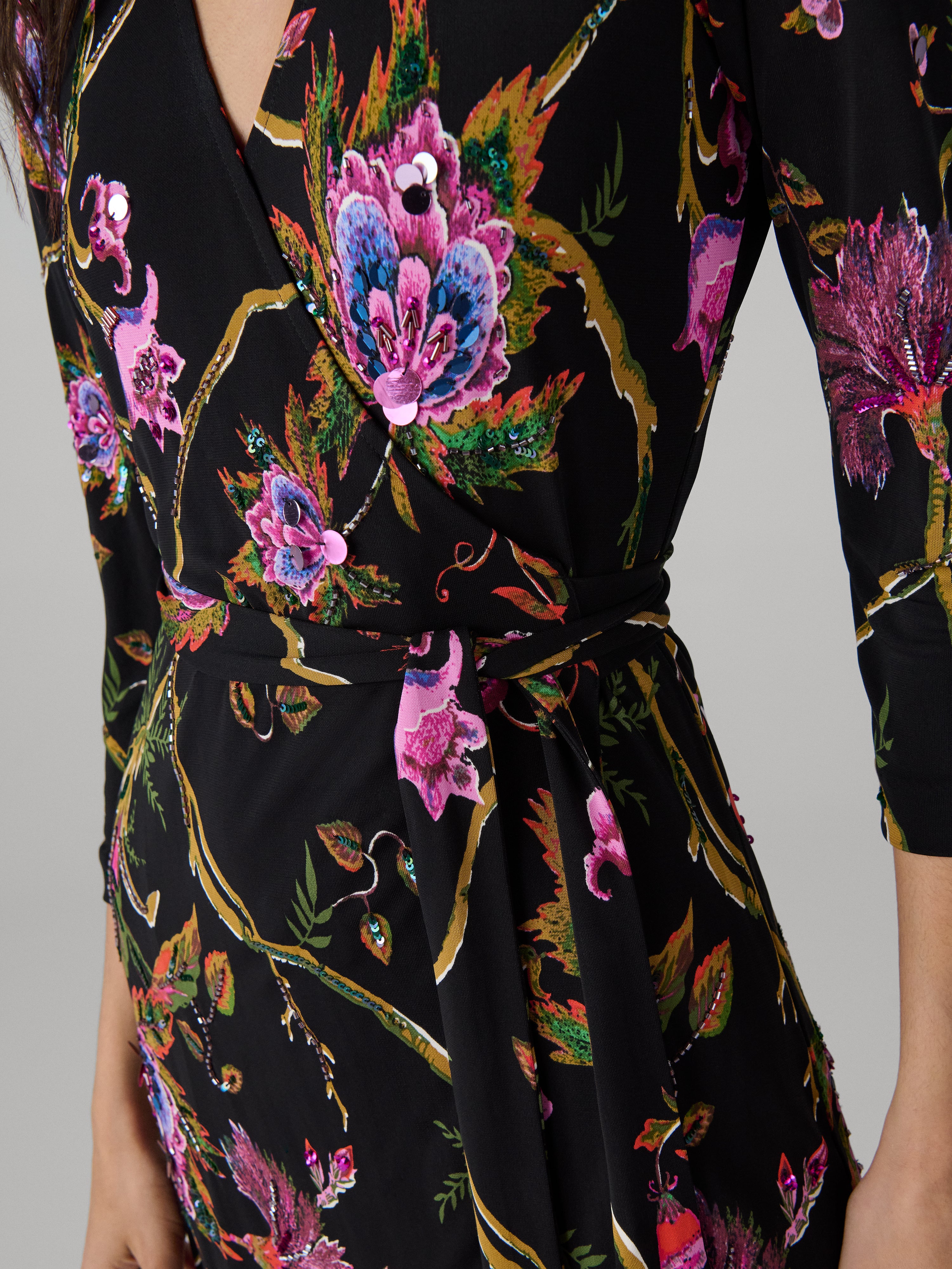 Abigail embellish Silk Jersey Maxi Wrap Dress