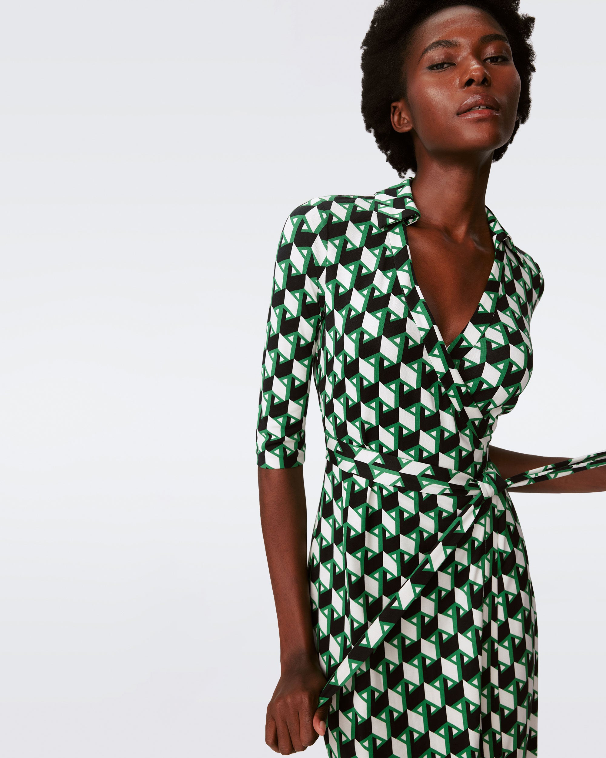 Abigail Silk Jersey Long Sleeve Midi Wrap Dress