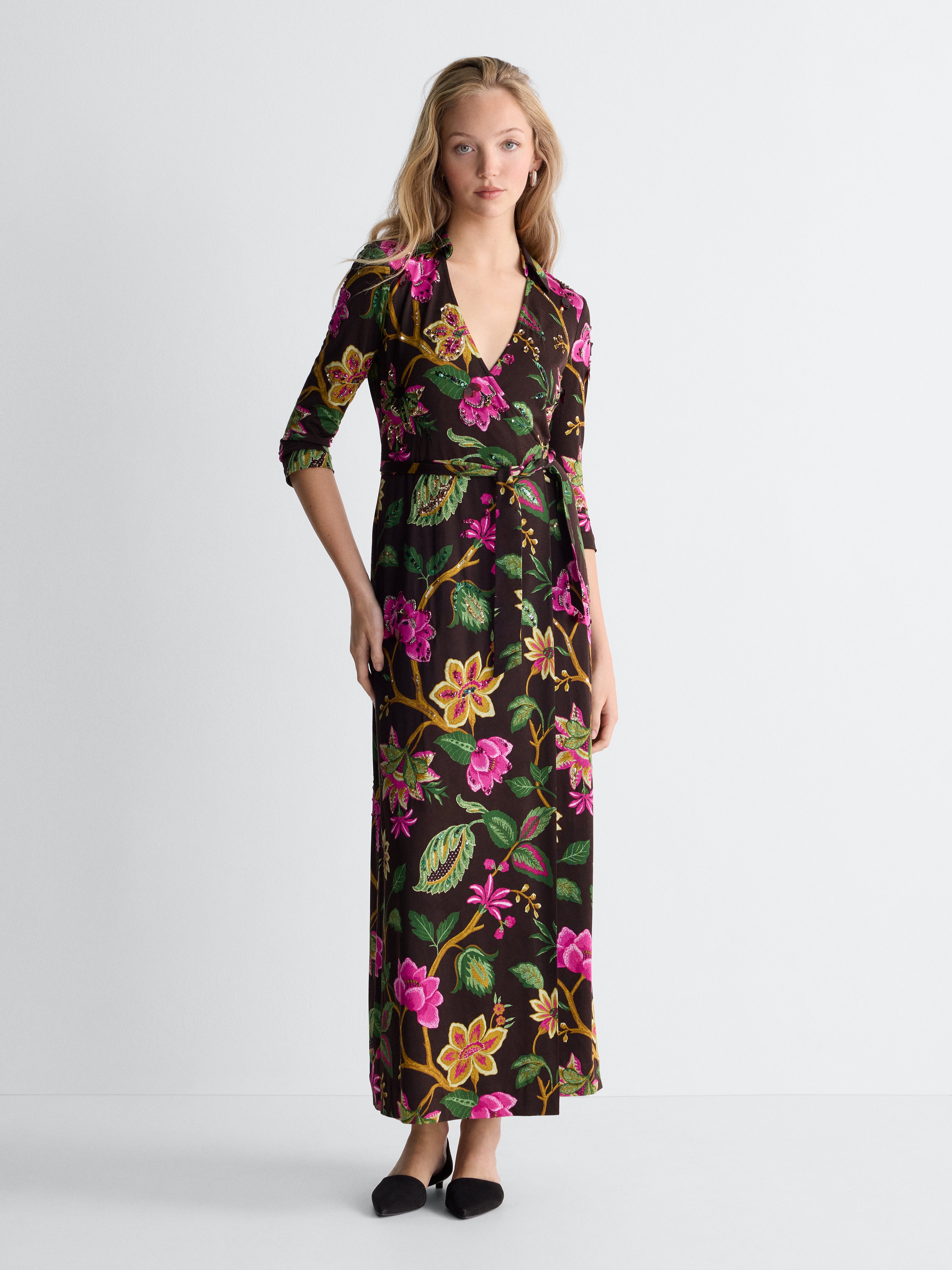Abigail Silk Jersey Maxi Wrap Dress