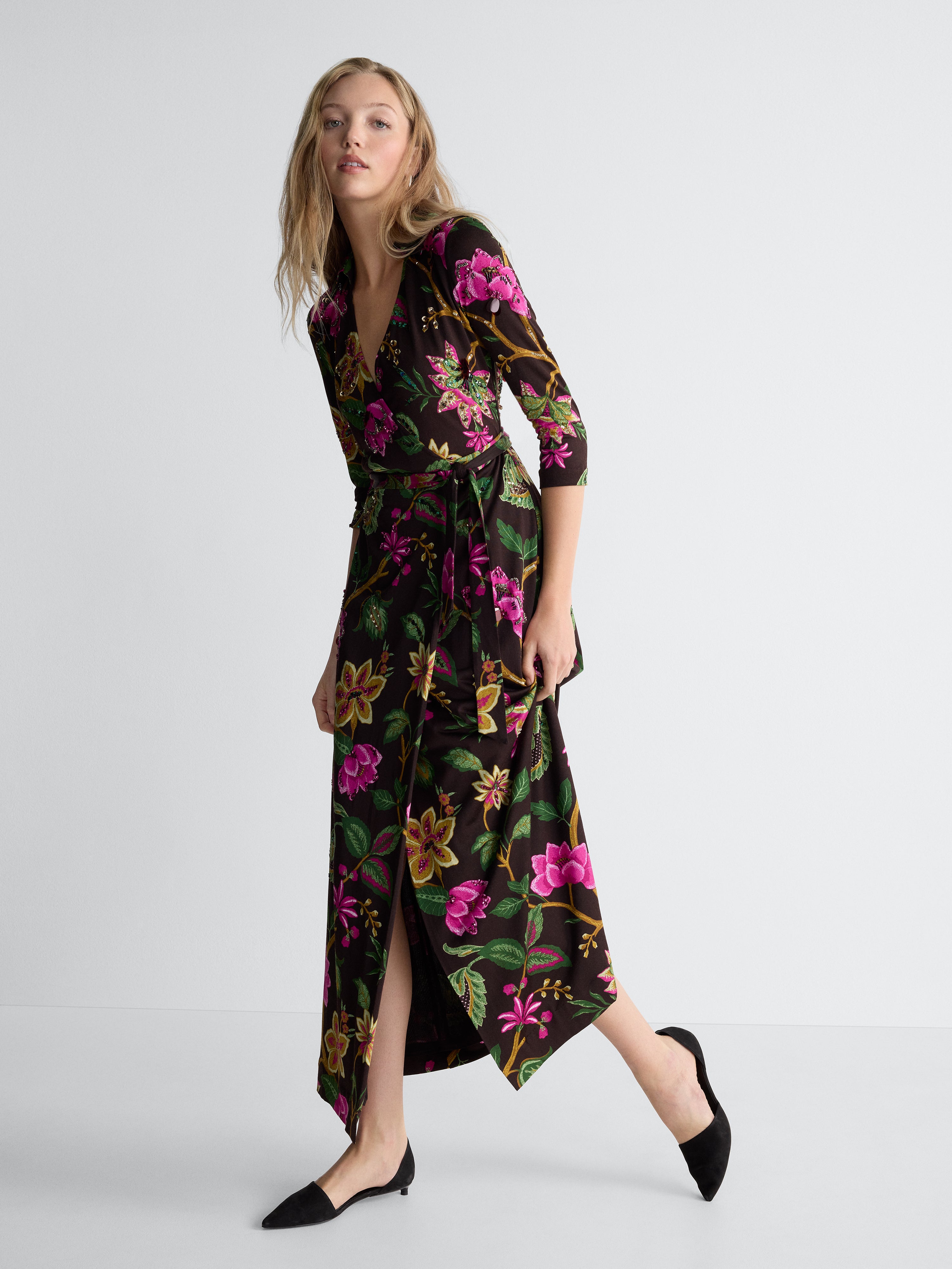 Abigail Silk Jersey Maxi Wrap Dress