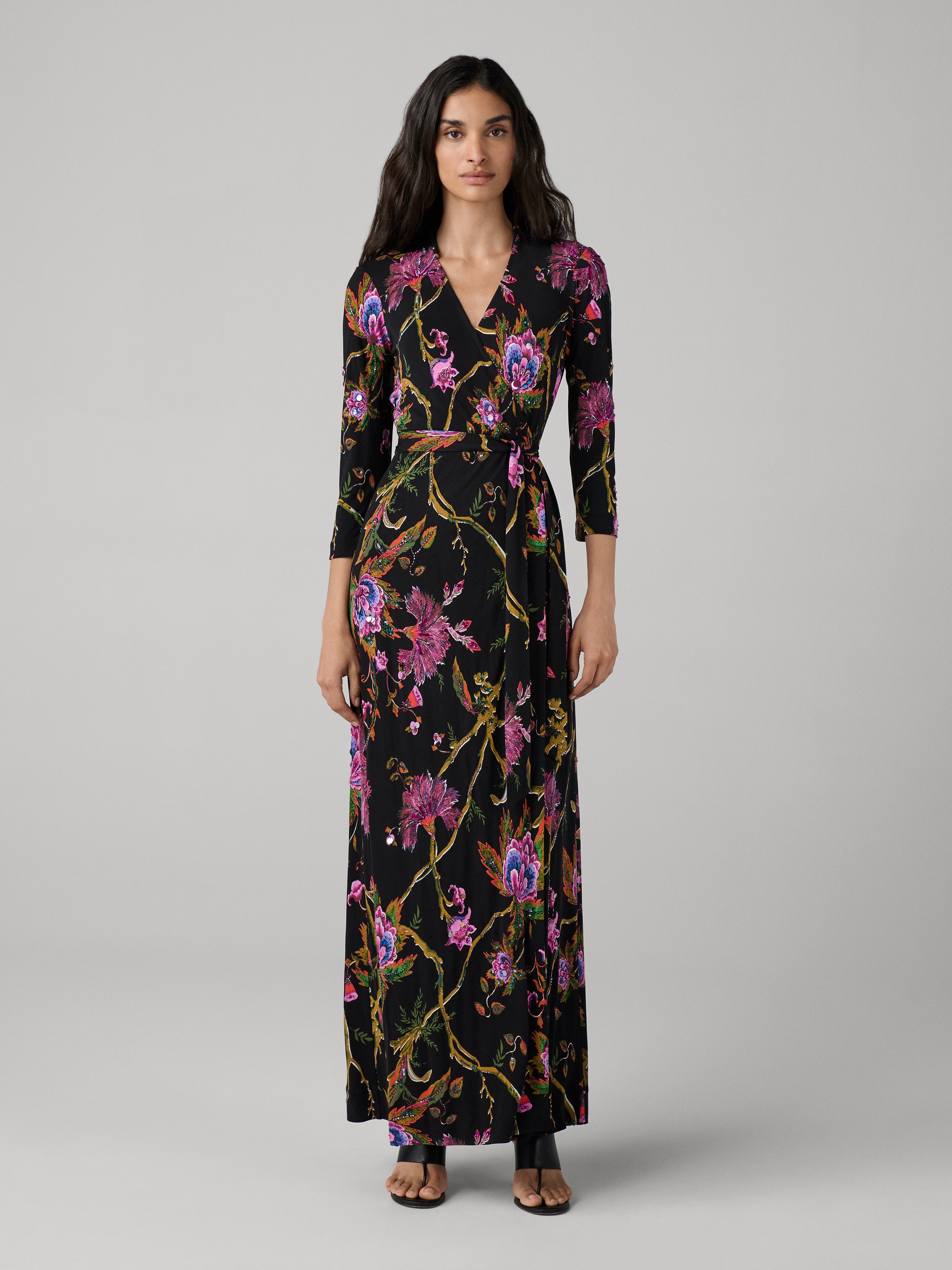 Abigail embellish Silk Jersey Maxi Wrap Dress