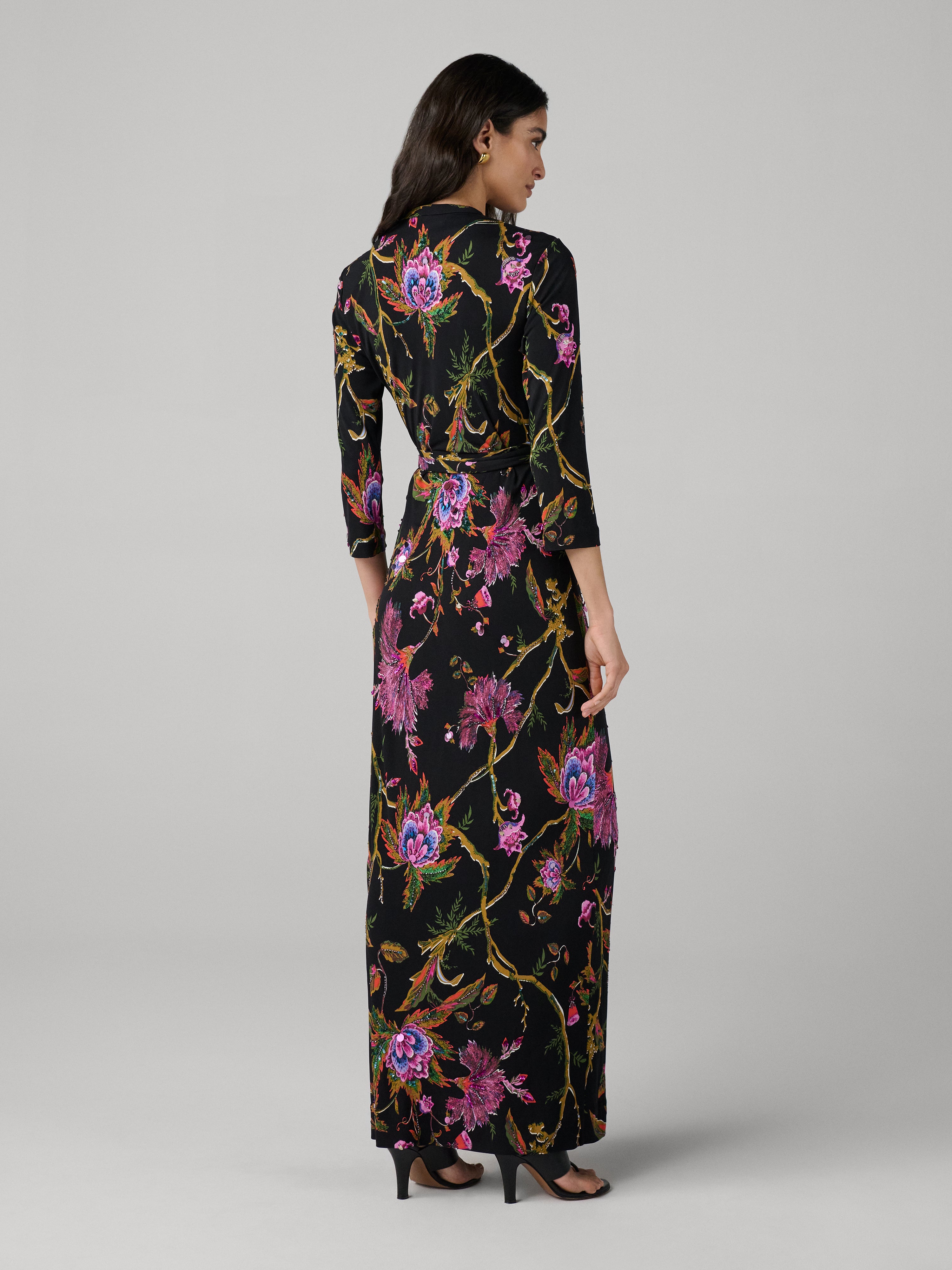 Abigail embellish Silk Jersey Maxi Wrap Dress