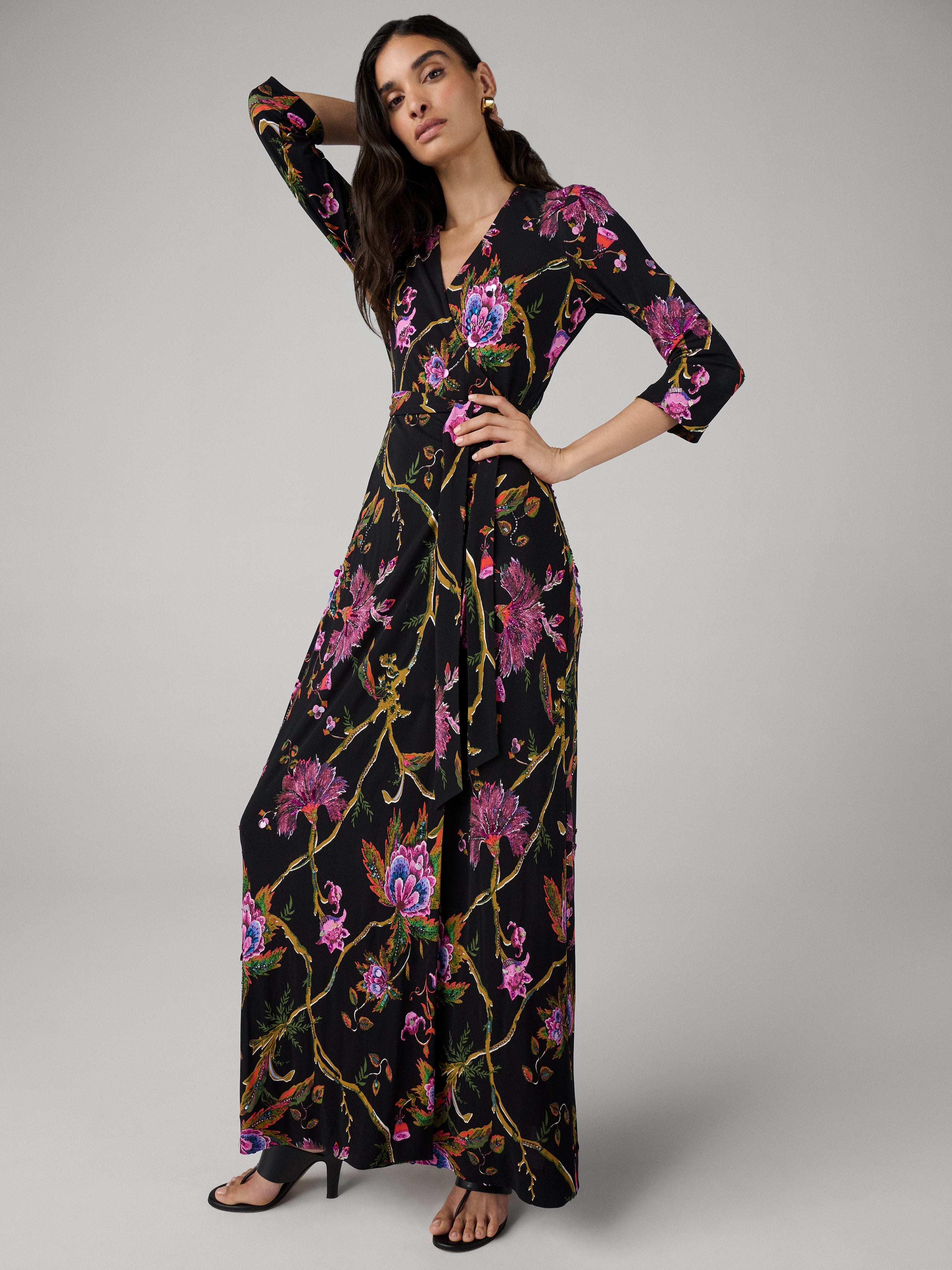 Abigail embellish Silk Jersey Maxi Wrap Dress