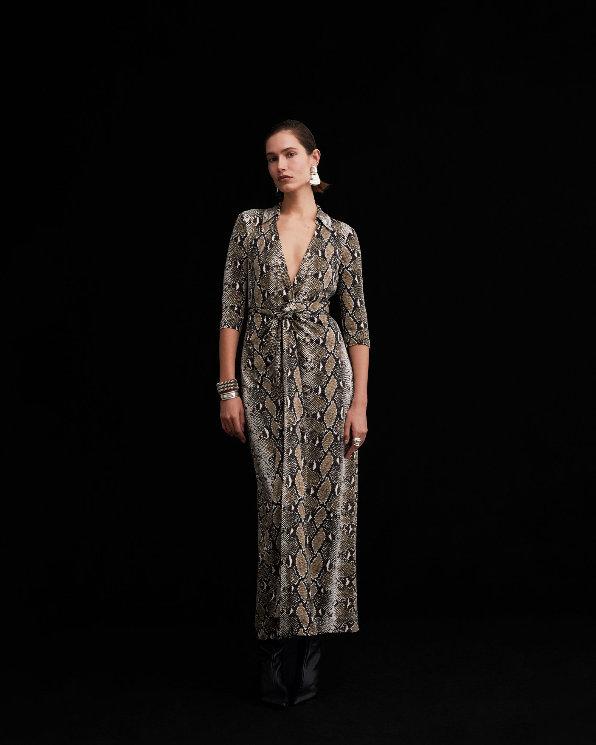 Abigail Silk Jersey Maxi Wrap Dress