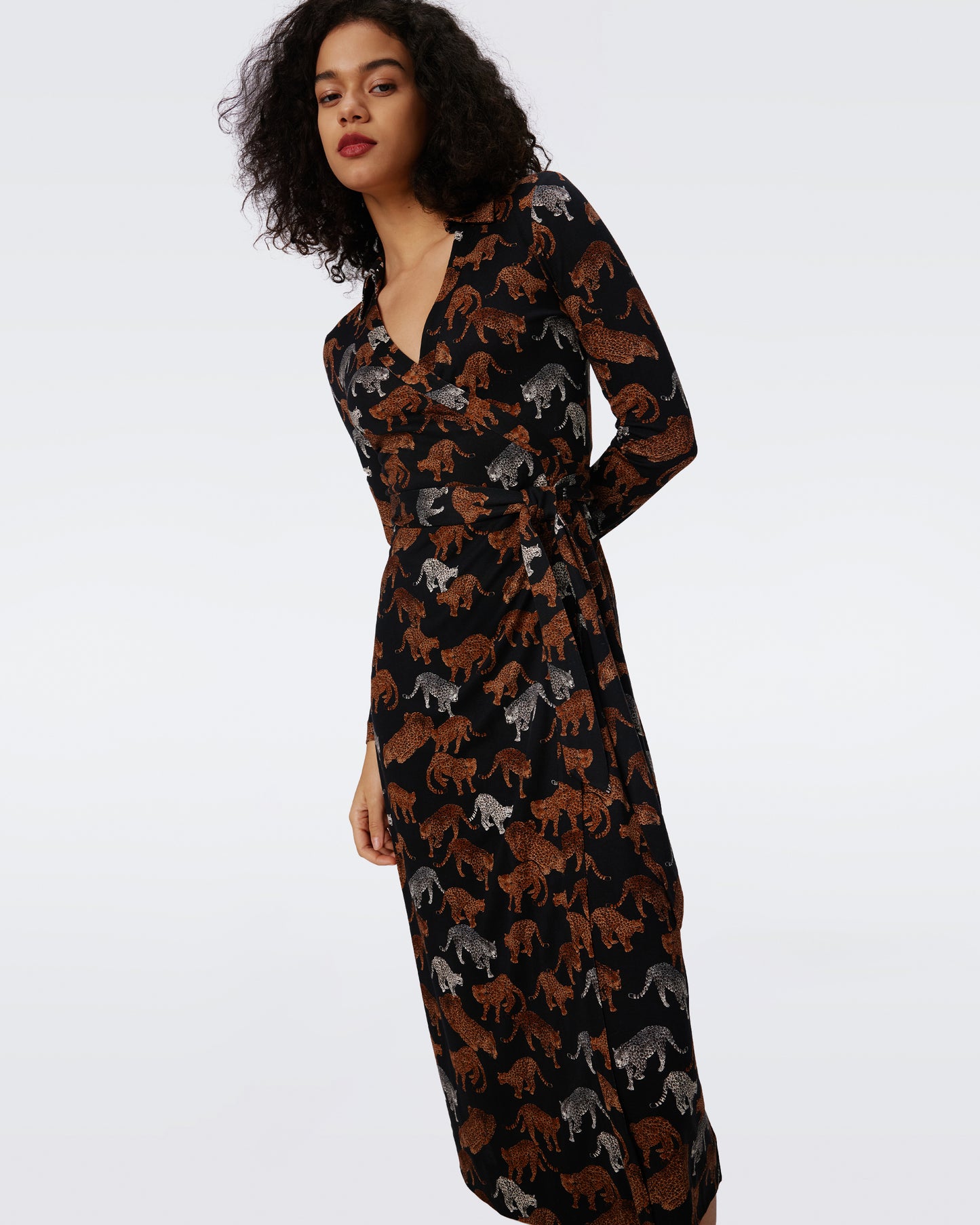 Abigail Silk Jersey Midi Wrap Dress