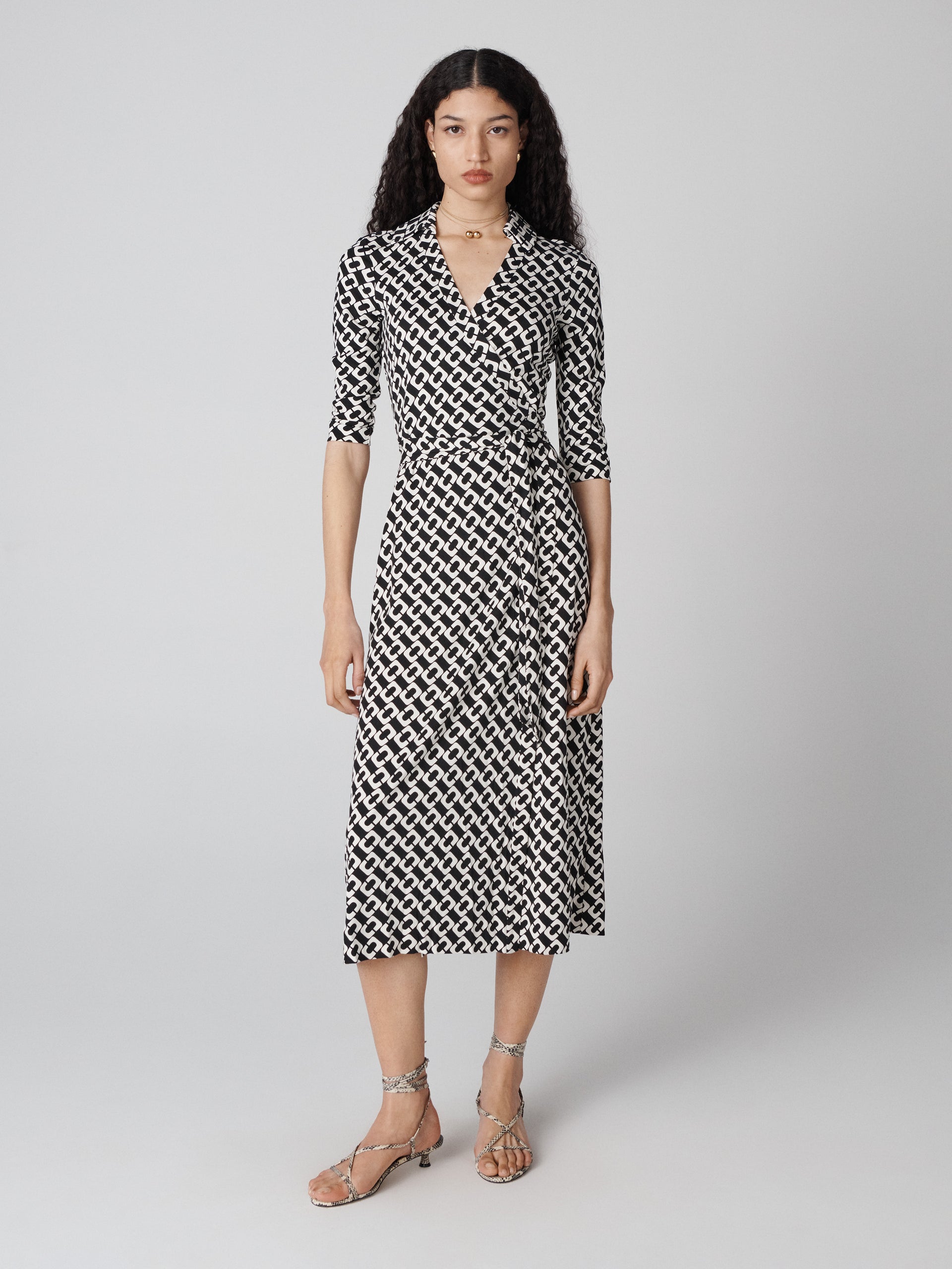 knee length dresses for ladies Abigail Silk Jersey Midi Wrap Dress