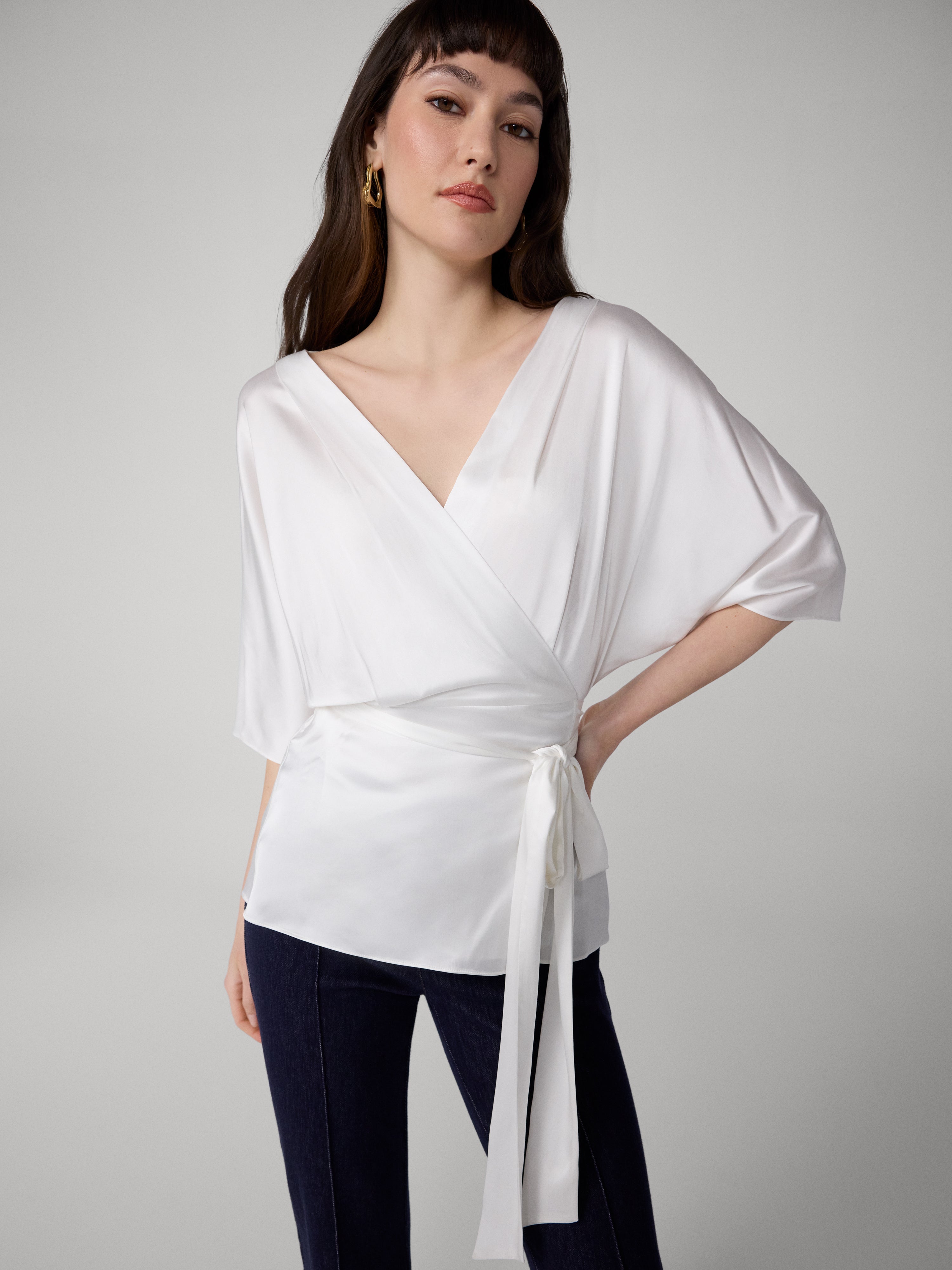 AMARA WRAP SATIN TOP