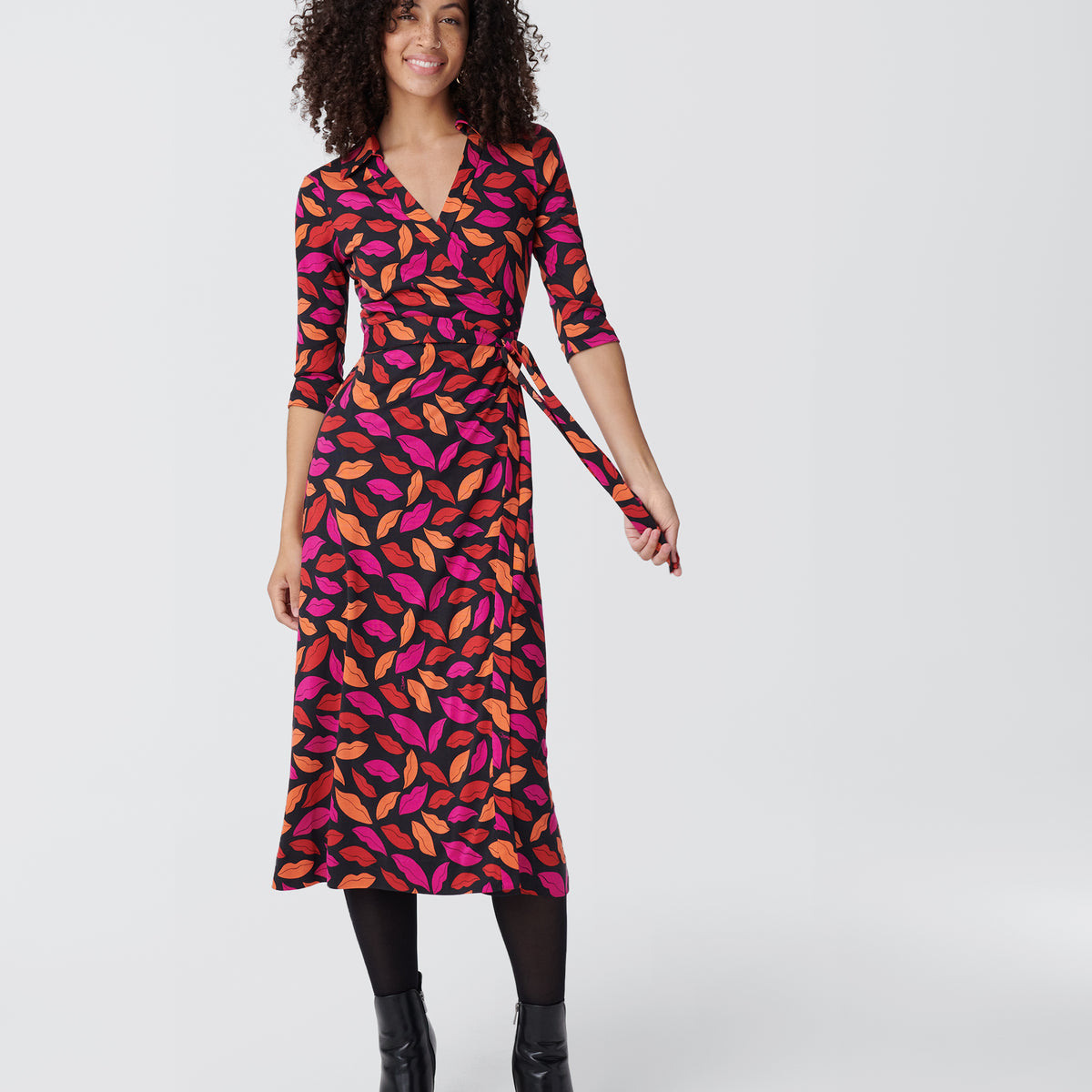 Abigail Silk Jersey Midi Wrap Dress