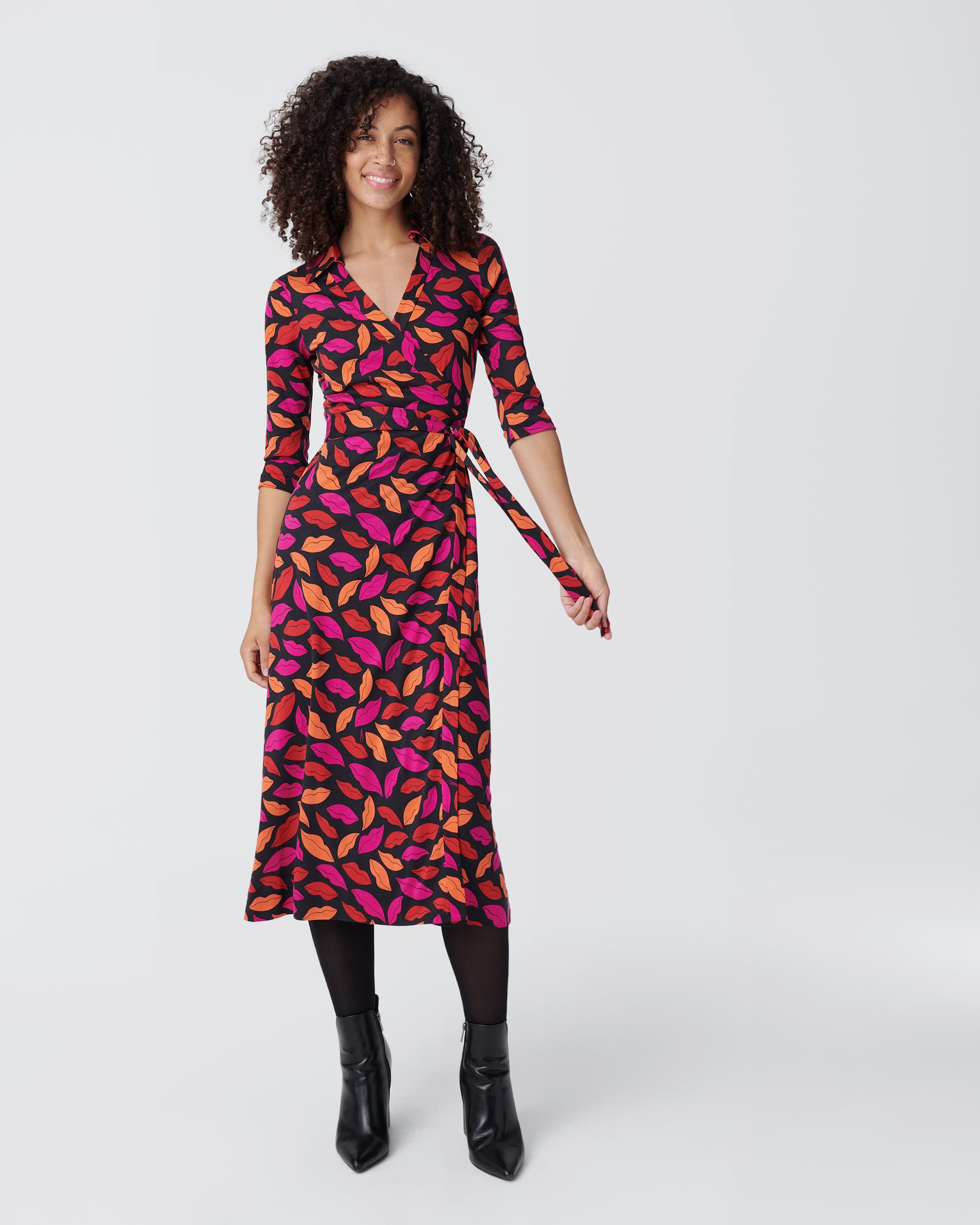 Abigail Silk Jersey Midi Wrap Dress